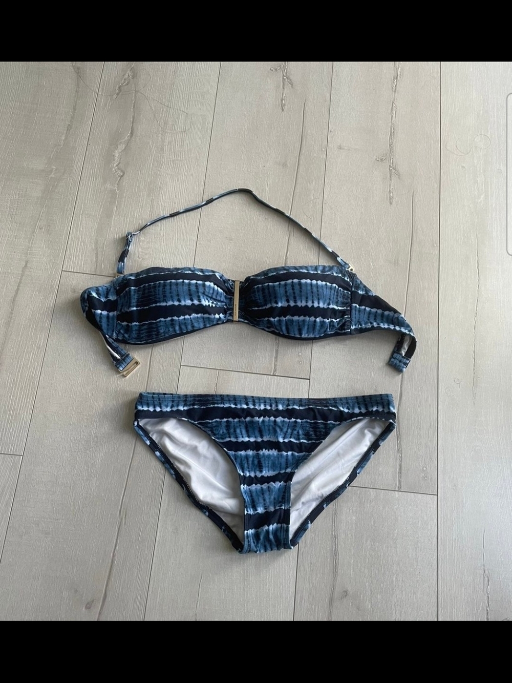 Michaels Kors Navy and Light Blue Bikini Set